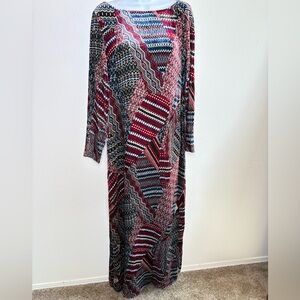 Sundance La Donna Burgundy Silk-Blend Velvet Motif Maxi Dress